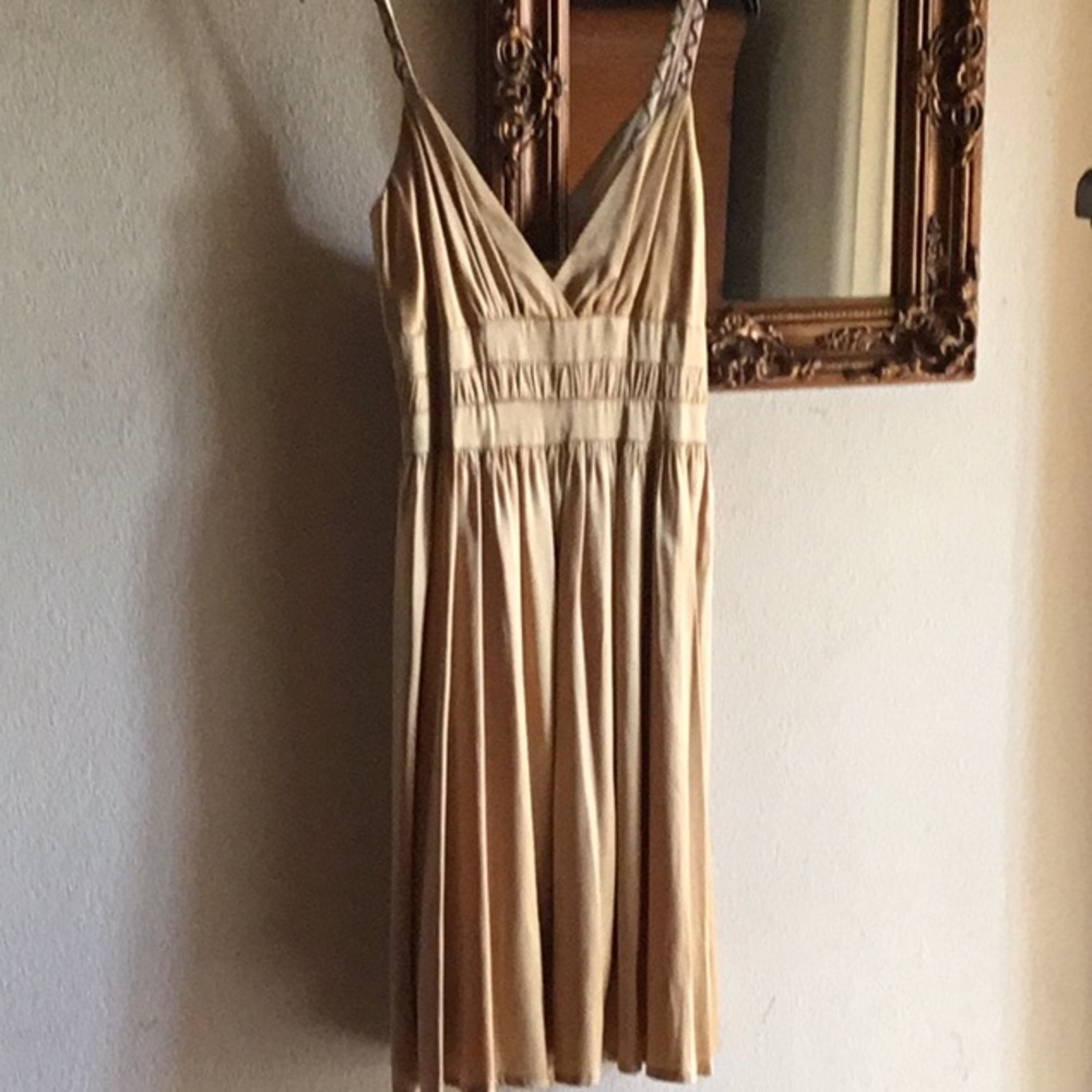 Creme Renee Bardot sundress in gold size large